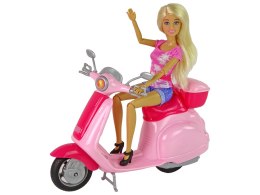 Lalka Anlily na Różowym Skuterze Blond Włosy Kask LEAN CARS