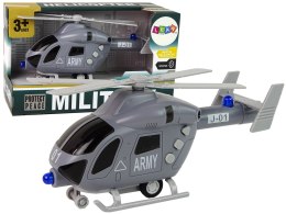Helikopter Wojskowy Szary Dźwięk Światła Śmigła Import LEANToys